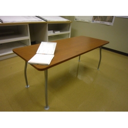 Cherry Wood Meeting Table, Grey Legs